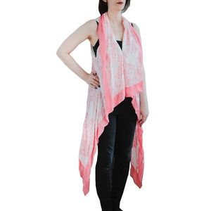 Florence Broadhurst Chandelier Tapestry 2-Way Scarf Vest: Coral/White: New/Tags
